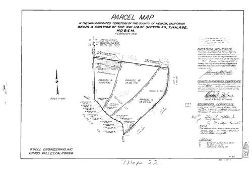 Click to see Parcel Map Book 8, pg. 022 (1974) of Nevada County Recorders Parcel Maps Book 8