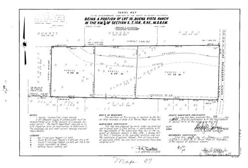 Click to see Parcel Map Book 8, pg. 037 (1974) of Nevada County Recorders Parcel Maps Book 8