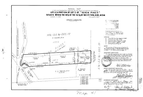 Click to see Parcel Map Book 8, pg. 041 (1974) of Nevada County Recorders Parcel Maps Book 8
