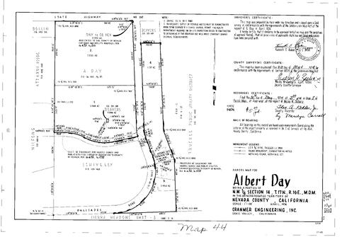 Click to see Parcel Map Book 8, pg. 044 (1974) of Nevada County Recorders Parcel Maps Book 8