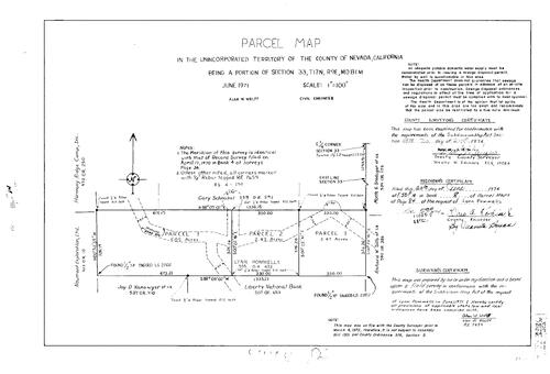 Click to see Parcel Map Book 8, pg. 084 (1974) of Nevada County Recorders Parcel Maps Book 8