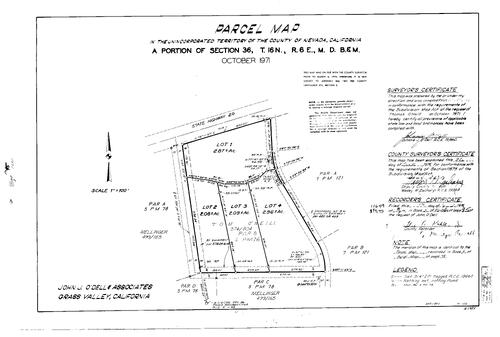 Click to see Parcel Map Book 8, pg. 095 (1974) of Nevada County Recorders Parcel Maps Book 8