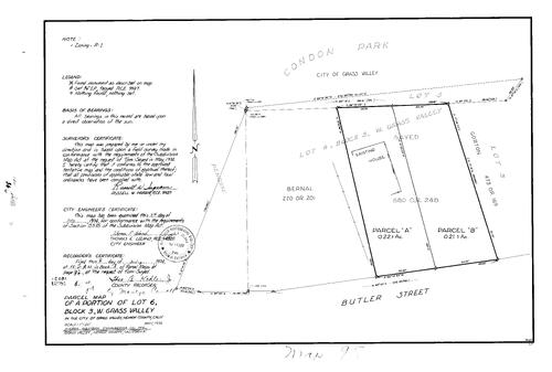 Click to see Parcel Map Book 8, pg. 098 (1974) of Nevada County Recorders Parcel Maps Book 8