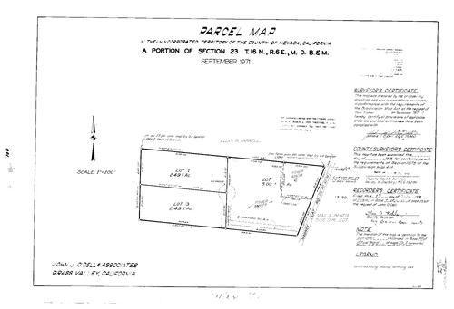 Click to see Parcel Map Book 8, pg. 100 (1974) of Nevada County Recorders Parcel Maps Book 8