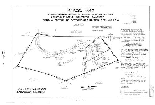 Click to see Parcel Map Book 8, pg. 101 (1974) of Nevada County Recorders Parcel Maps Book 8