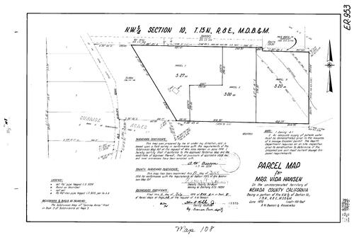 Click to see Parcel Map Book 8, pg. 108 (1974) of Nevada County Recorders Parcel Maps Book 8