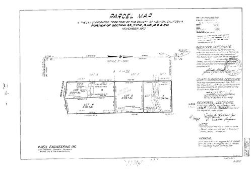 Click to see Parcel Map Book 8, pg. 111 (1974) of Nevada County Recorders Parcel Maps Book 8