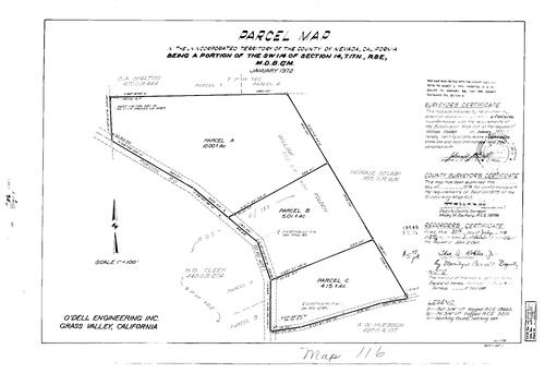 Click to see Parcel Map Book 8, pg. 116 (1974) of Nevada County Recorders Parcel Maps Book 8