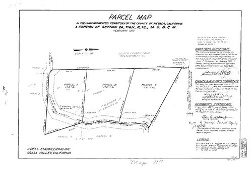 Click to see Parcel Map Book 8, pg. 117 (1974) of Nevada County Recorders Parcel Maps Book 8