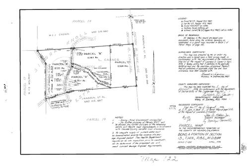 Click to see Parcel Map Book 8, pg. 122 (1974) of Nevada County Recorders Parcel Maps Book 8