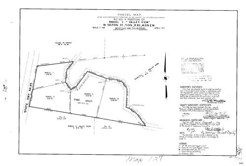 Click to see Parcel Map Book 8, pg. 127 (1974) of Nevada County Recorders Parcel Maps Book 8