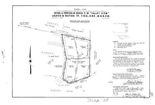 Click to see Parcel Map Book 8, pg. 128 (1974) of Nevada County Recorders Parcel Maps Book 8