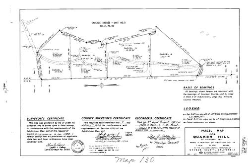 Click to see Parcel Map Book 8, pg. 130 (1974) of Nevada County Recorders Parcel Maps Book 8
