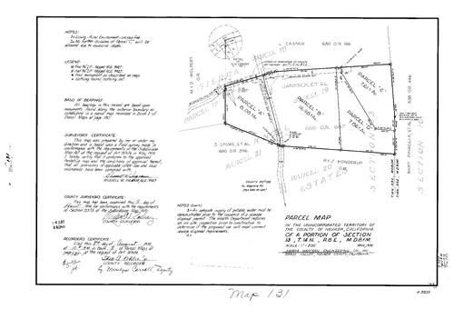 Click to see Parcel Map Book 8, pg. 131 (1974) of Nevada County Recorders Parcel Maps Book 8