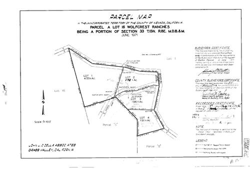 Click to see Parcel Map Book 8, pg. 134 (1974) of Nevada County Recorders Parcel Maps Book 8
