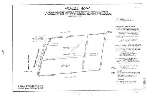 Click to see Parcel Map Book 8, pg. 136 (1974) of Nevada County Recorders Parcel Maps Book 8