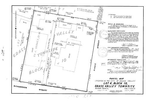 Click to see Parcel Map Book 8, pg. 139 (1974) of Nevada County Recorders Parcel Maps Book 8