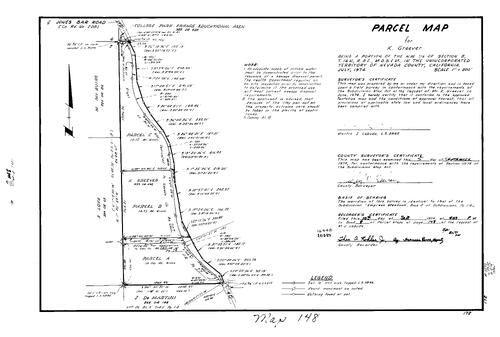 Click to see Parcel Map Book 8, pg. 148 (1974) of Nevada County Recorders Parcel Maps Book 8