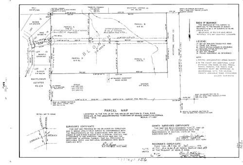 Click to see Parcel Map Book 8, pg. 156 (1974) of Nevada County Recorders Parcel Maps Book 8