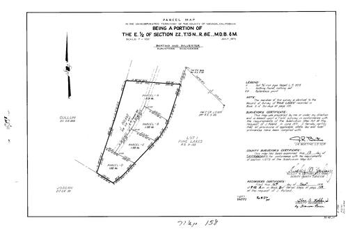 Click to see Parcel Map Book 8, pg. 158 (1974) of Nevada County Recorders Parcel Maps Book 8