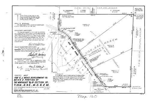 Click to see Parcel Map Book 8, pg. 160 (1974) of Nevada County Recorders Parcel Maps Book 8