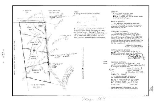 Click to see Parcel Map Book 8, pg. 164 (1974) of Nevada County Recorders Parcel Maps Book 8