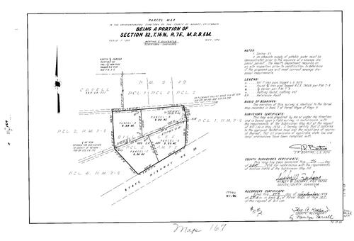 Click to see Parcel Map Book 8, pg. 167 (1974) of Nevada County Recorders Parcel Maps Book 8