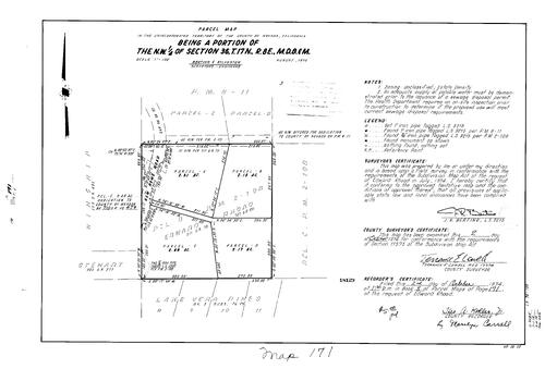 Click to see Parcel Map Book 8, pg. 171 (1974) of Nevada County Recorders Parcel Maps Book 8
