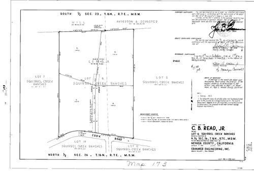Click to see Parcel Map Book 8, pg. 173 (1974) of Nevada County Recorders Parcel Maps Book 8