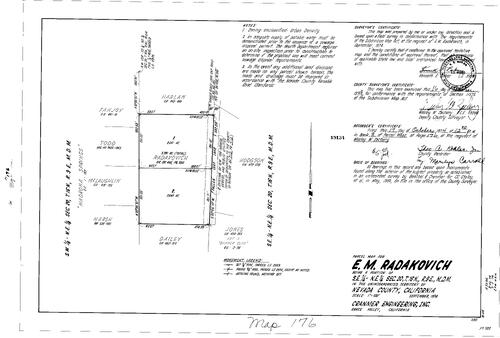 Click to see Parcel Map Book 8, pg. 176 (1974) of Nevada County Recorders Parcel Maps Book 8