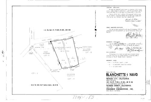 Click to see Parcel Map Book 8, pg. 182 (1974) of Nevada County Recorders Parcel Maps Book 8