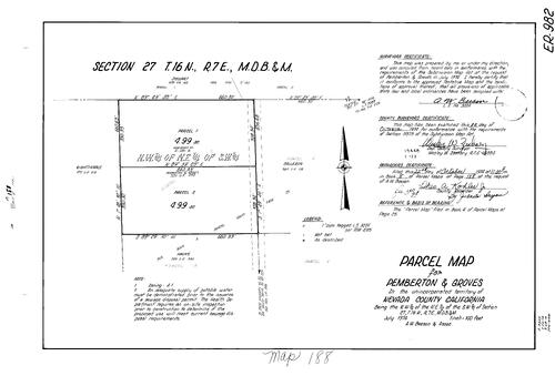 Click to see Parcel Map Book 8, pg. 188 (1974) of Nevada County Recorders Parcel Maps Book 8