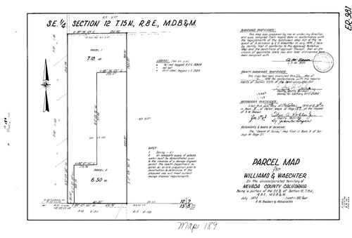 Click to see Parcel Map Book 8, pg. 189 (1974) of Nevada County Recorders Parcel Maps Book 8