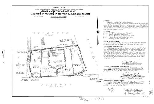 Click to see Parcel Map Book 8, pg. 190 (1974) of Nevada County Recorders Parcel Maps Book 8