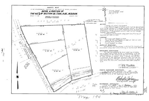 Click to see Parcel Map Book 8, pg. 194 (1974) of Nevada County Recorders Parcel Maps Book 8