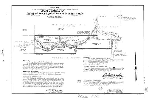 Click to see Parcel Map Book 8, pg. 196 (1974) of Nevada County Recorders Parcel Maps Book 8