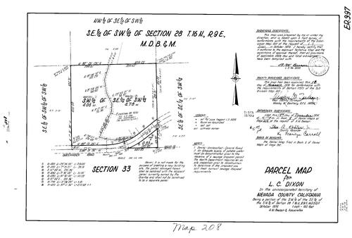 Click to see Parcel Map Book 8, pg. 208 (1974) of Nevada County Recorders Parcel Maps Book 8