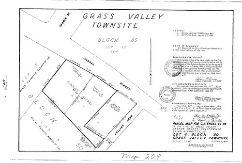 Click to see Parcel Map Book 8, pg. 209 (1974) of Nevada County Recorders Parcel Maps Book 8