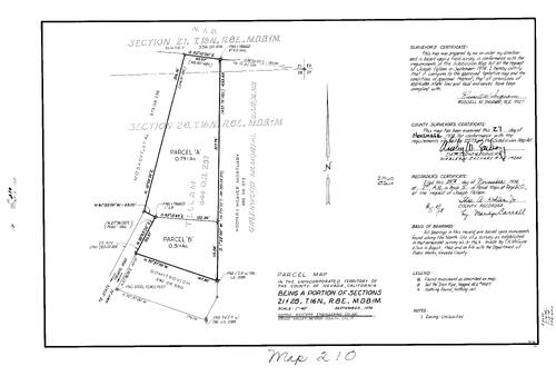 Click to see Parcel Map Book 8, pg. 210 (1974) of Nevada County Recorders Parcel Maps Book 8