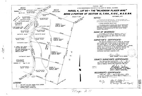 Click to see Parcel Map Book 8, pg. 211 (1974) of Nevada County Recorders Parcel Maps Book 8