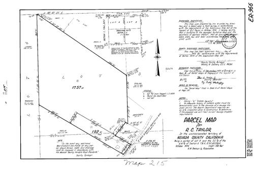 Click to see Parcel Map Book 8, pg. 215 (1974) of Nevada County Recorders Parcel Maps Book 8
