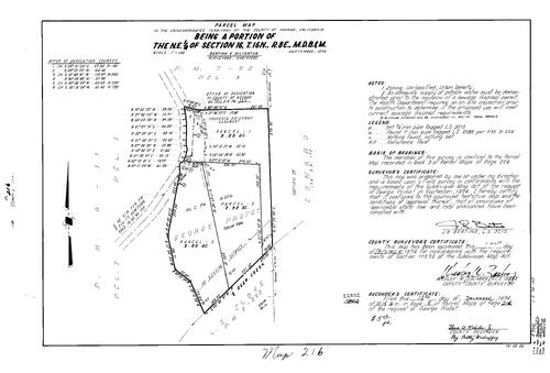 Click to see Parcel Map Book 8, pg. 216 (1974) of Nevada County Recorders Parcel Maps Book 8