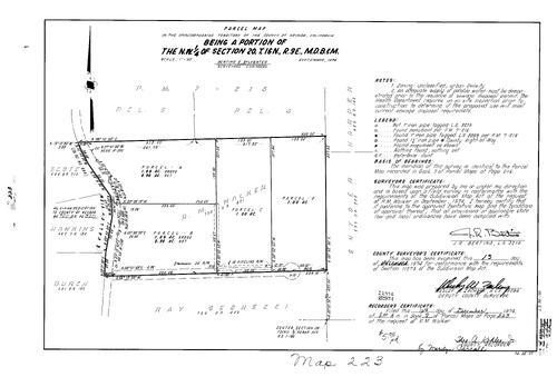Click to see Parcel Map Book 8, pg. 223 (1974) of Nevada County Recorders Parcel Maps Book 8