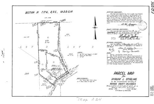 Click to see Parcel Map Book 8, pg. 224 (1974) of Nevada County Recorders Parcel Maps Book 8