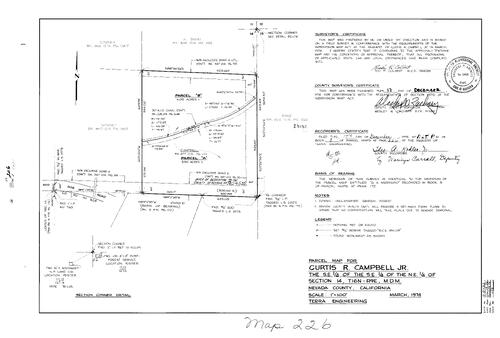 Click to see Parcel Map Book 8, pg. 226 (1974) of Nevada County Recorders Parcel Maps Book 8
