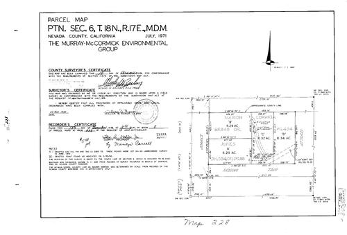 Click to see Parcel Map Book 8, pg. 228 (1974) of Nevada County Recorders Parcel Maps Book 8