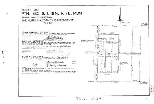 Click to see Parcel Map Book 8, pg. 229 (1974) of Nevada County Recorders Parcel Maps Book 8