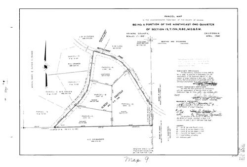 Click to see Parcel Map Book 9, pg. 9 (1975) of Nevada County Recorders Parcel Maps Book 9