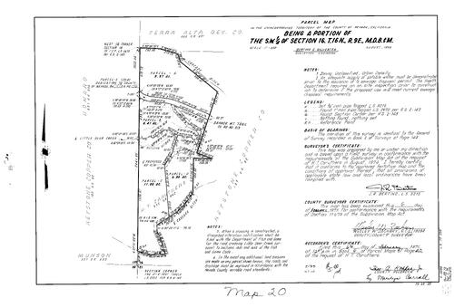 Click to see Parcel Map Book 9, pg. 20 (1975) of Nevada County Recorders Parcel Maps Book 9