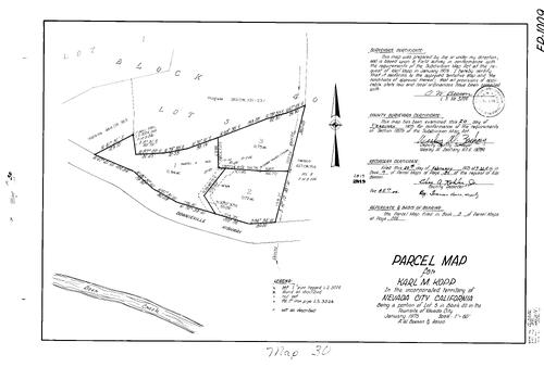 Click to see Parcel Map Book 9, pg. 30 (1975) of Nevada County Recorders Parcel Maps Book 9
